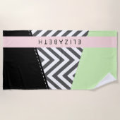 Gray Zigzag, grau Zickzack, Mint, Ihr Name Strandtuch (Vorderseite)