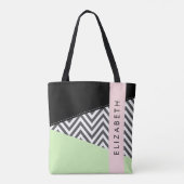 Gray Zigzag, grau Zickzack, Mint, Ihr Name Tasche (Rückseite)