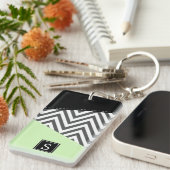 Gray Zigzag, grau Zickzack, Minze, Monogramm Schlüsselanhänger (Vorderseite rechts)