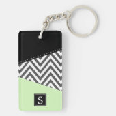 Gray Zigzag, grau Zickzack, Minze, Monogramm Schlüsselanhänger (Rückseite)