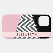 Gray Zigzag, grau Zickzack, rosa, Ihr Name Case-Mate iPhone Hülle (Rückseite (Horizontal))