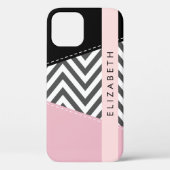 Gray Zigzag, grau Zickzack, rosa, Ihr Name Case-Mate iPhone Hülle (Rückseite)