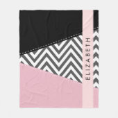 Gray Zigzag, grau Zickzack, rosa, Ihr Name Fleecedecke (Vorderseite)