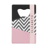 Gray Zigzag, grau Zickzack, rosa, Ihr Name Geldbeutel Flaschenöffner (Rückseite)