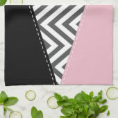 Gray Zigzag, grau Zickzack, rosa, Ihr Name Geschirrtuch (Gefaltet)