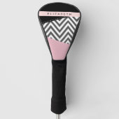 Gray Zigzag, grau Zickzack, rosa, Ihr Name Golf Headcover (Vorderseite)