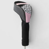 Gray Zigzag, grau Zickzack, rosa, Ihr Name Golf Headcover (angewinkelt)
