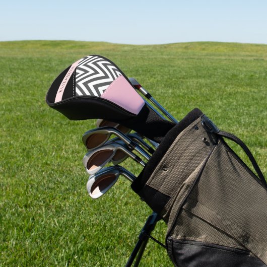 Gray Zigzag, grau Zickzack, rosa, Ihr Name Golf Headcover (In SItu)