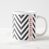 Gray Zigzag, grau Zickzack, rosa, Ihr Name Jumbo-Tasse (Rechts)