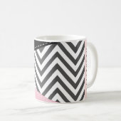 Gray Zigzag, grau Zickzack, rosa, Ihr Name Kaffeetasse (VorderseiteRechts)