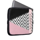 Gray Zigzag, grau Zickzack, rosa, Ihr Name Laptopschutzhülle (Vorne Rechts)