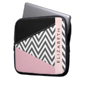 Gray Zigzag, grau Zickzack, rosa, Ihr Name Laptopschutzhülle (Vorderseite Links)