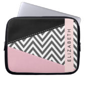 Gray Zigzag, grau Zickzack, rosa, Ihr Name Laptopschutzhülle (Vorderseite)