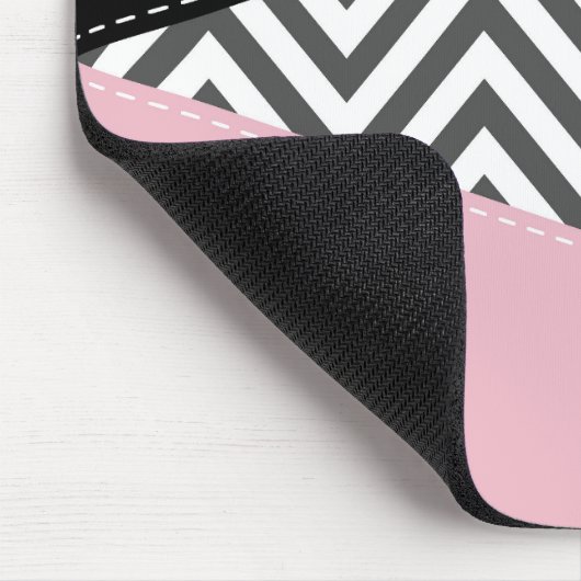 Gray Zigzag, grau Zickzack, rosa, Ihr Name Mousepad (Ecke)