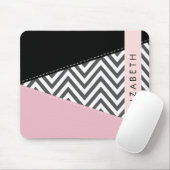 Gray Zigzag, grau Zickzack, rosa, Ihr Name Mousepad (Mit Mouse)