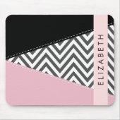 Gray Zigzag, grau Zickzack, rosa, Ihr Name Mousepad (Vorne)