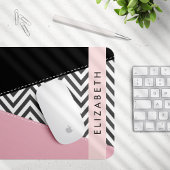 Gray Zigzag, grau Zickzack, rosa, Ihr Name Mousepad