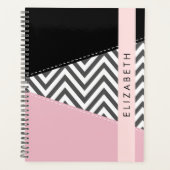Gray Zigzag, grau Zickzack, rosa, Ihr Name Planer (Vorderseite)