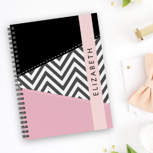 Gray Zigzag, grau Zickzack, rosa, Ihr Name Planer