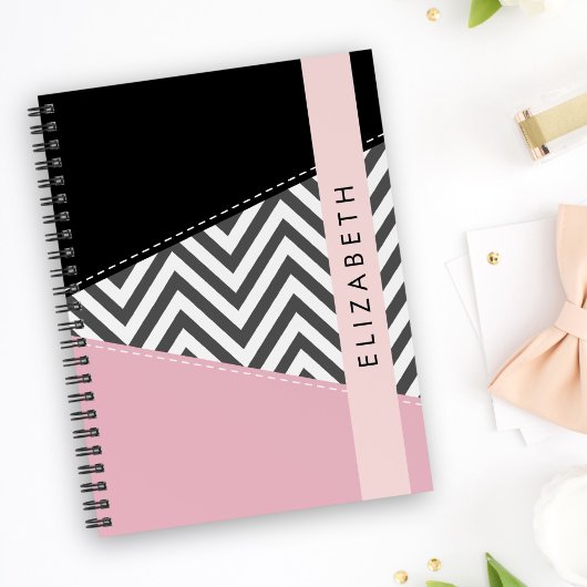 Gray Zigzag, grau Zickzack, rosa, Ihr Name Planer