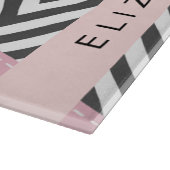 Gray Zigzag, grau Zickzack, rosa, Ihr Name Schneidebrett (Ecke)