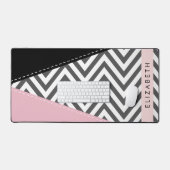 Gray Zigzag, grau Zickzack, rosa, Ihr Name Schreibtischunterlage (Tastatur & Maus)