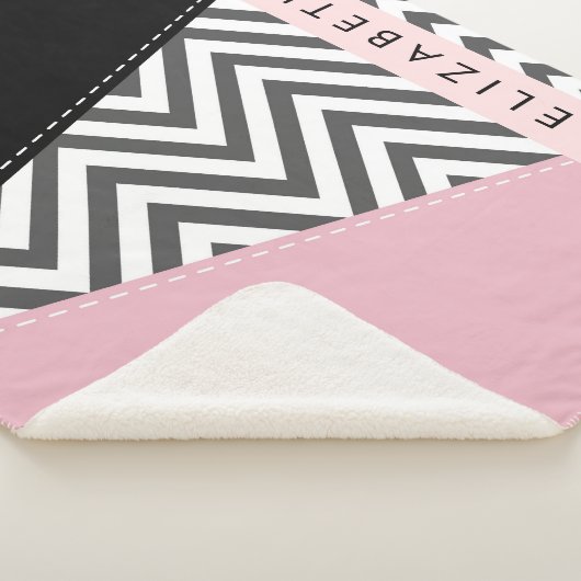 Gray Zigzag, grau Zickzack, rosa, Ihr Name Sherpadecke (3/4)