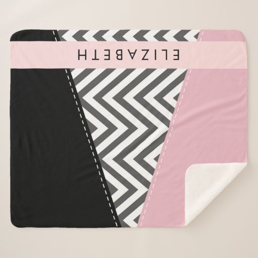 Gray Zigzag, grau Zickzack, rosa, Ihr Name Sherpadecke (Vorderseite (Horizontal))