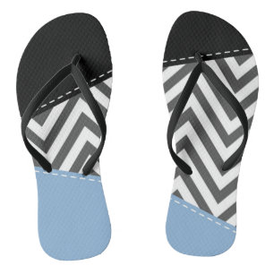 Gray Zigzag, grau Zickzack, Zigzag Muster, blau Badesandalen