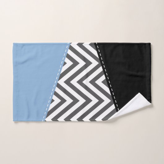 Gray Zigzag, grau Zickzack, Zigzag Muster, blau Badhandtuch Set (Handtuch)