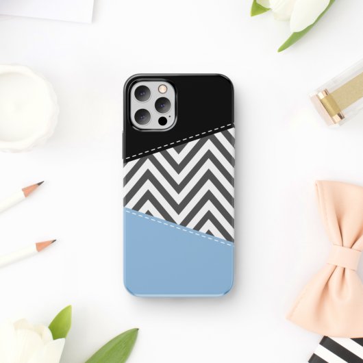 Gray Zigzag, grau Zickzack, Zigzag Muster, blau Case-Mate iPhone Hülle