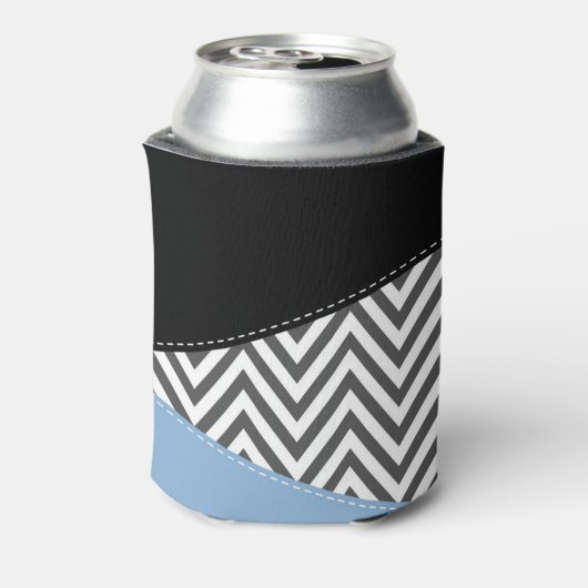 Gray Zigzag, grau Zickzack, Zigzag Muster, blau Dosenkühler (Kanne Rückseite)