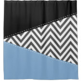 Gray Zigzag, grau Zickzack, Zigzag Muster, blau Duschvorhang (Vorderseite)