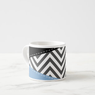 Gray Zigzag, grau Zickzack, Zigzag Muster, blau Espressotasse
