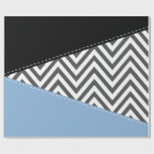 Gray Zigzag, grau Zickzack, Zigzag Muster, blau Geschenkpapier (Flach)