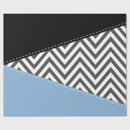 Gray Zigzag, grau Zickzack, Zigzag Muster, blau Geschenkpapier (Flach)