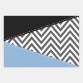 Gray Zigzag, grau Zickzack, Zigzag Muster, blau Geschenkpapier Set (Vorderseite)