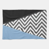 Gray Zigzag, grau Zickzack, Zigzag Muster, blau Geschirrtuch (Horizontal)