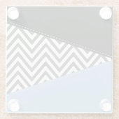 Gray Zigzag, grau Zickzack, Zigzag Muster, blau Glasuntersetzer (Rückseite)