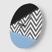 Gray Zigzag, grau Zickzack, Zigzag Muster, blau Große Wanduhr (Winkel)