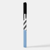 Gray Zigzag, grau Zickzack, Zigzag Muster, blau iPhone Hülle (Rechte Seite)