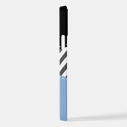 Gray Zigzag, grau Zickzack, Zigzag Muster, blau iPhone Hülle (Rechte Seite)