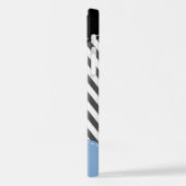 Gray Zigzag, grau Zickzack, Zigzag Muster, blau iPhone Hülle (Linke Seite)