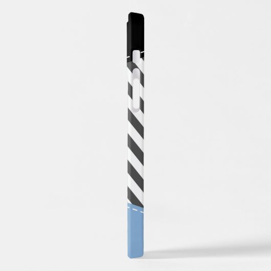 Gray Zigzag, grau Zickzack, Zigzag Muster, blau iPhone Hülle (Linke Seite)