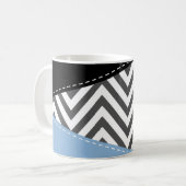 Gray Zigzag, grau Zickzack, Zigzag Muster, blau Kaffeetasse (Vorderseite Links)