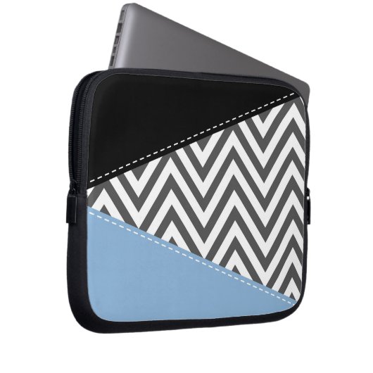 Gray Zigzag, grau Zickzack, Zigzag Muster, blau Laptopschutzhülle (Vorne Rechts)