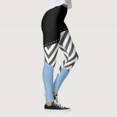 Gray Zigzag, grau Zickzack, Zigzag Muster, blau Leggings (Rechts)