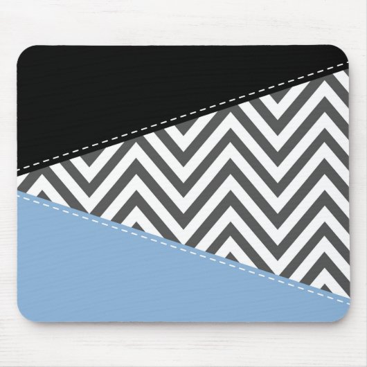 Gray Zigzag, grau Zickzack, Zigzag Muster, blau Mousepad (Vorne)