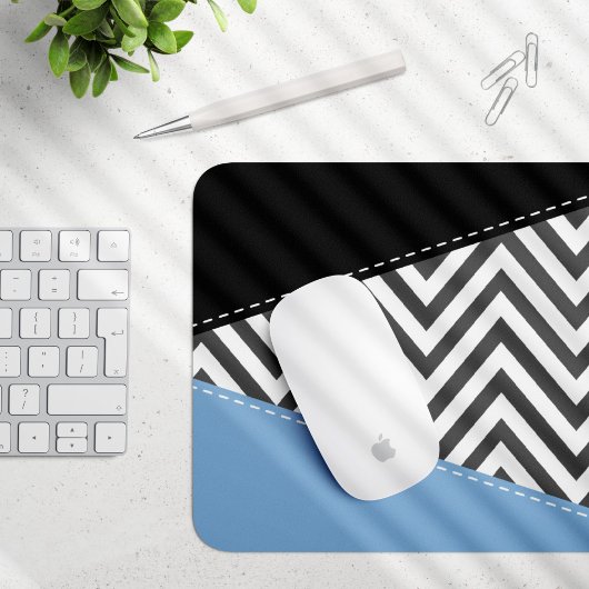 Gray Zigzag, grau Zickzack, Zigzag Muster, blau Mousepad