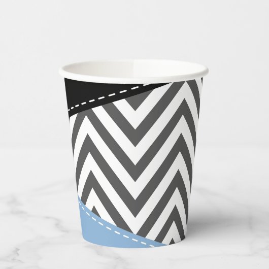 Gray Zigzag, grau Zickzack, Zigzag Muster, blau Pappbecher (Links)